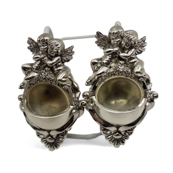 Holy Water WALL FONT silver resin cherub angel Set Victorian Inspired 5.1" - Picture 2 of 11